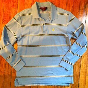 Brooks Brothers Kid’s Striped Long Sleeve Blue Striped Polo 100% Cotton Size M
